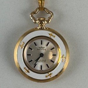 Vintage 1960's Royce Pendant or Ladies Purse Watch with Vermeil 30 inch Necklace